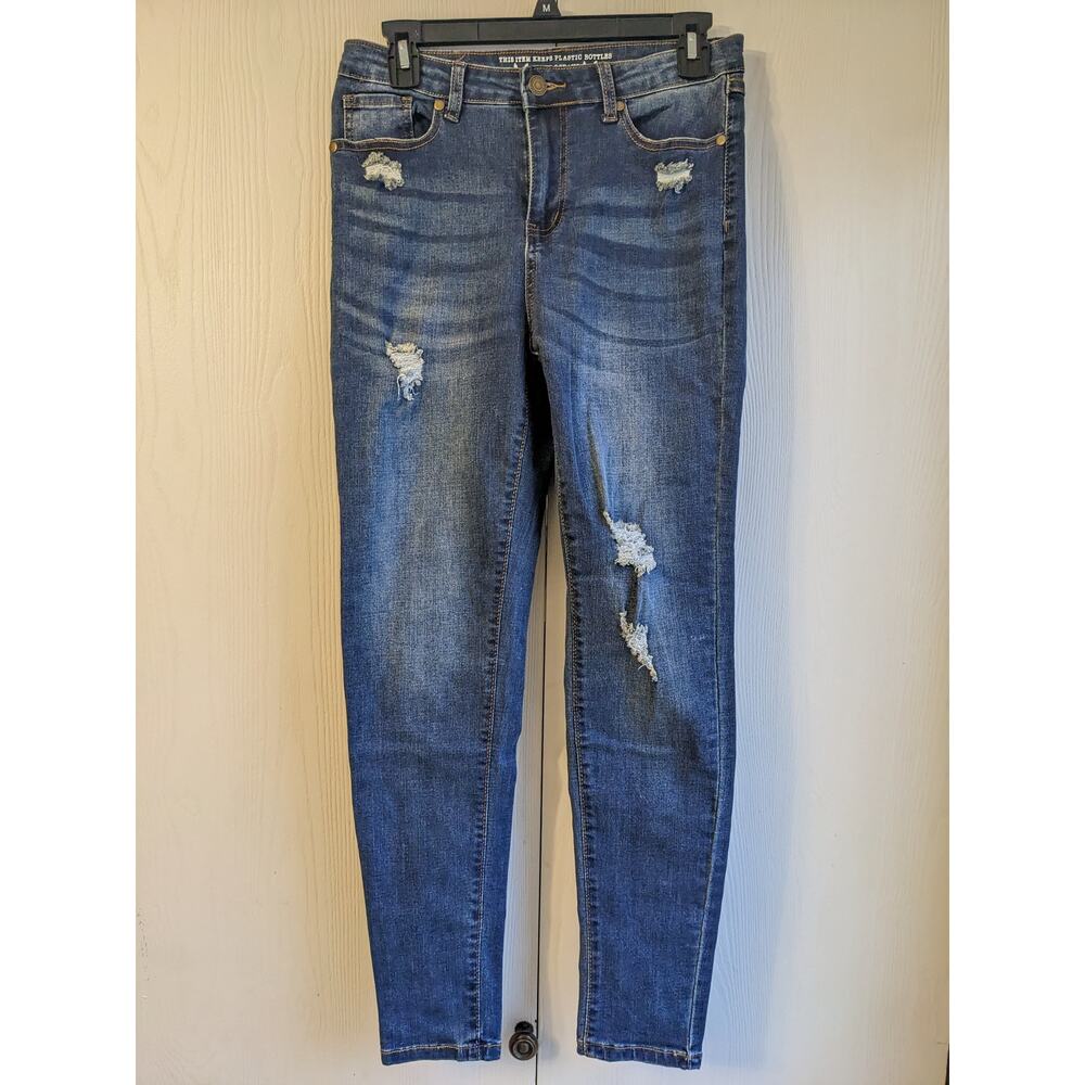 Grace & Lace Women's Skinny Straight Leg Blue Denim Mid Rise Jeans Size 10